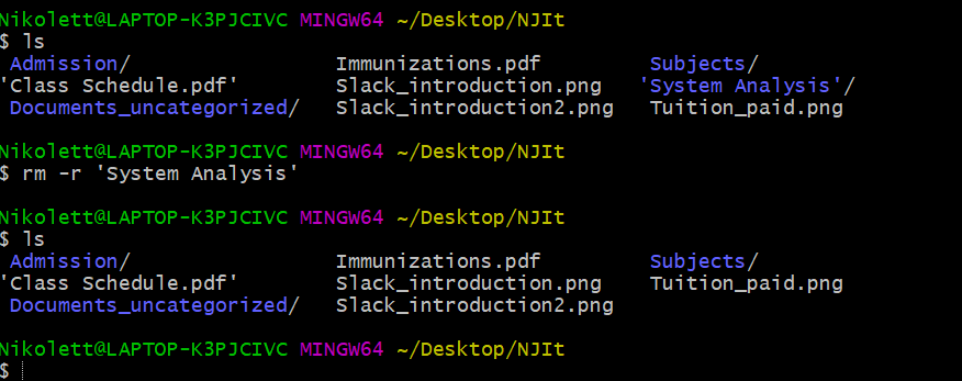 rm command for non-empty folders